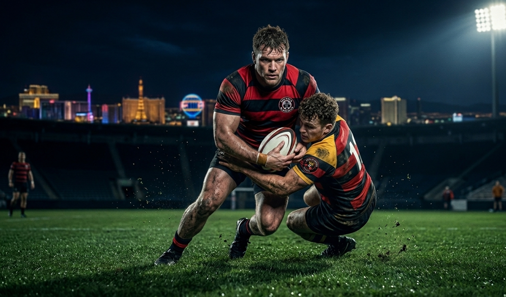 APR Games 2027 — Pro rugby tournament in Las Vegas under floodlights